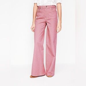 Boden Pink High Rise Wide Leg Jeans 70s inspired cotton with stretch
